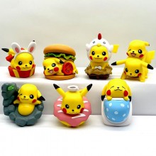7pcs/set Pokemon Pikachu food anime figures(OPP bag)