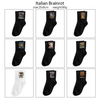 Italian Brainrot anime mid length cotton socks