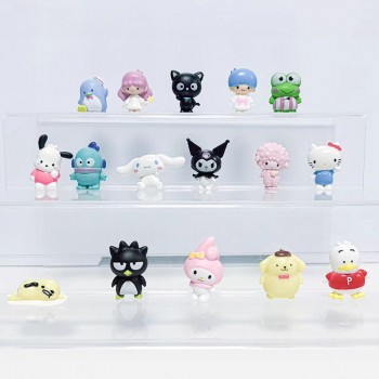 16pcs/set Sanrio Melody kitty Cinnamoroll Kuromi anime figures(OPP bag)