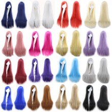 80cm Long Women Straight Synthetic Hair White Purp...