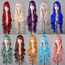 80cm Long Women Curly Synthetic Hair White Purple ...