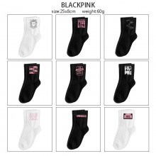 Black Pink star mid length cotton socks