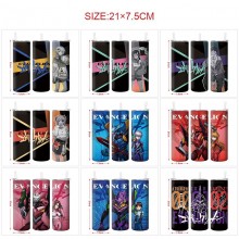 EVA anime coffee water bottle cup with straw stain...