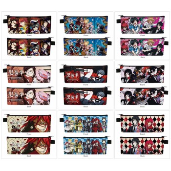Kuroshitsuji Black Butler anime PU zipper pen case pencil bag