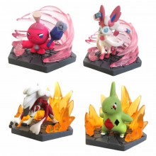 4pcs/set Pokemon Skill Scene Special Effects Series Gashapons Figures