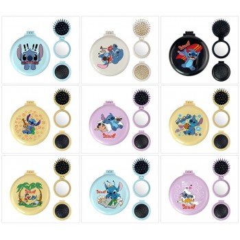 Stitch anime folding portable comb mirrorrs