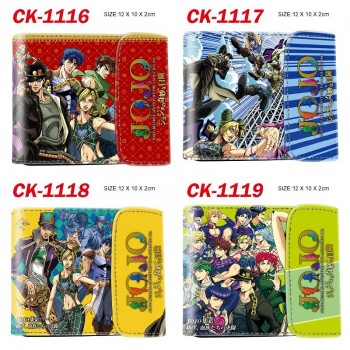 JoJo's Bizarre Adventure anime Three Fold Button Wallet Purse