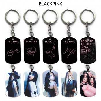 Black Pink star alloy two-sided pendant key chain keychains