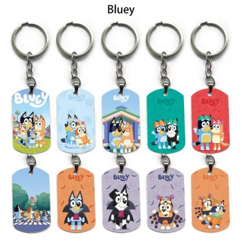 Bluey anime alloy two-sided pendant key chain keychains