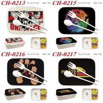 One Piece anime Plastic Lunch Box with Fork Spoon Kids Food Case