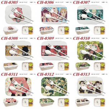 SPY x FAMILY anime Plastic Lunch Box with Fork Spoon Kids Food Case