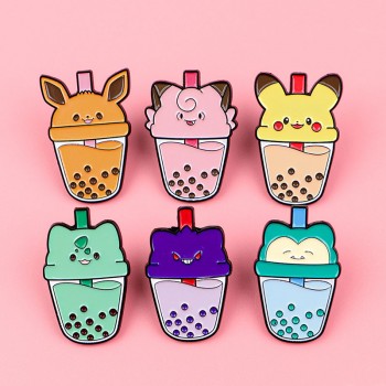 Pokemon milk tea anime Alloy Enamel Badges Brooch Pins