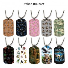Italian Brainrot anime dog tag military army neckl...