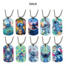 Stitch anime dog tag military army necklace