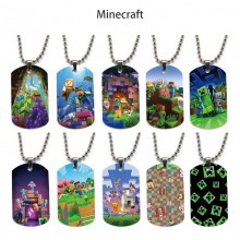 Minecraft game dog tag military army necklace