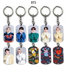 BTS BT21 star alloy two-sided pendant key chain keychains