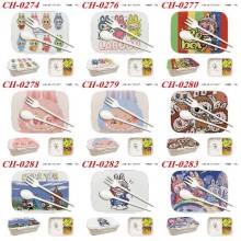 Labubu anime Plastic Lunch Box with Fork Spoon Kid...