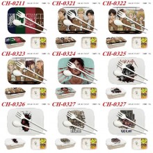 Attack on Titan anime Plastic Lunch Box with Fork ...