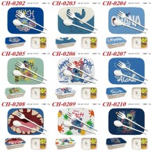 Stitch anime Plastic Lunch Box with Fork Spoon Kid...