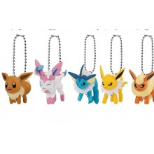 5pcs/set Pokemon anime figure doll key chains
