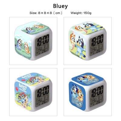 Bluey anime Alarm Clock Colorful Light Display Time Week Month
