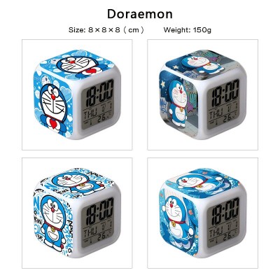 Doraemon anime Alarm Clock Colorful Light Display Time Week Month