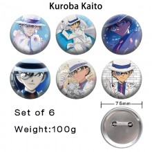 75MM Detective Conan anime tinplate brooch pins se...