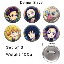 75MM Demon Slayer anime tinplate brooch pins set(6...