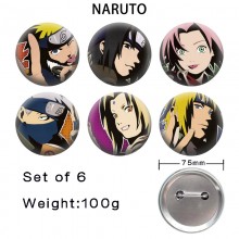 75MM Naruto anime tinplate brooch pins set(6pcs a ...