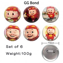 75MM GG Bond anime tinplate brooch pins set(6pcs a...