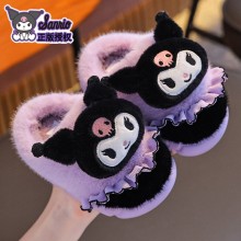 Sanrio Melody kitty Cinnamoroll Kuromi With Heel Cover Winter Shoes Slippers