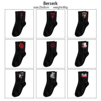 Berserk anime mid length cotton socks