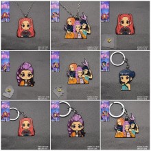 K-POP Demon Hunters alloy key chains necklaces pins