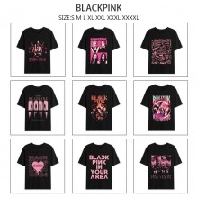 BLACK PINK star summer short sleeve cotton t-shirt...