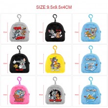 Tom and Jerry cat plush coin purse keychain headph...