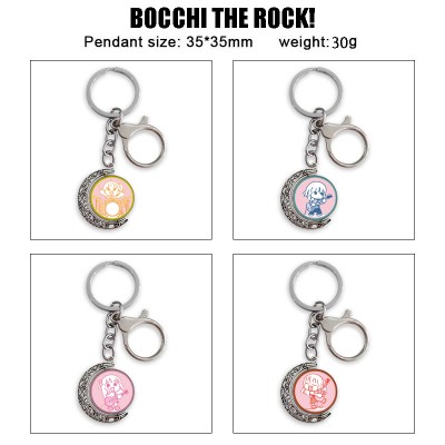 Bocchi The Rock Two-sided Rotatable Round Crystal Key Chain Ring