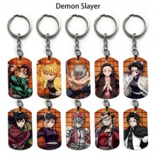 Demon Slayer alloy two-sided pendant key chain key...