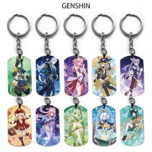 Genshin Impact alloy two-sided pendant key chain k...
