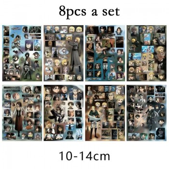 8Sheets Attack on Titan anime Poster Stickers set