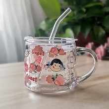 350ml Strawberry Shortcake anime Glass Cup With St...