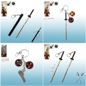 16cm Deadpool &amp;amp;amp; Wolverine weapon sword knife key chain