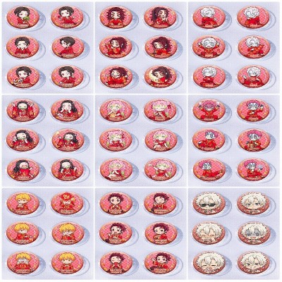 25mm Demon Slayer Mini Capsule Badge Brooch Beans 6pcs