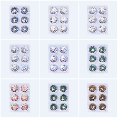 25mm Genshin Impact Mini Capsule Badge Brooch Beans 6pcs