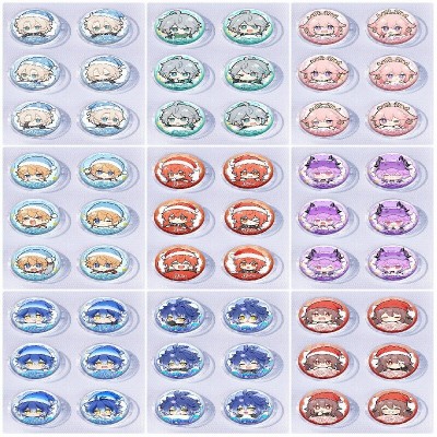 25mm Genshin Impact Mini Capsule Badge Brooch Beans 6pcs