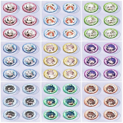 25mm Genshin Impact Mini Capsule Badge Brooch Beans 6pcs