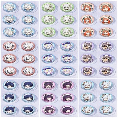 25mm Genshin Impact Mini Capsule Badge Brooch Beans 6pcs