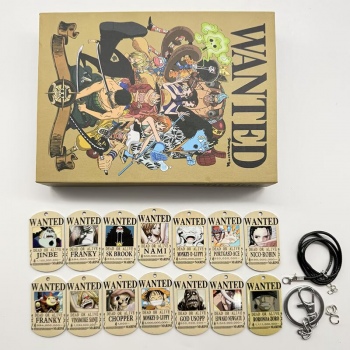 One Piece wanted anime alloy dog tag key chains set