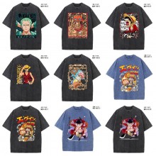 One Piece anime short sleeve wash water worn-out c...