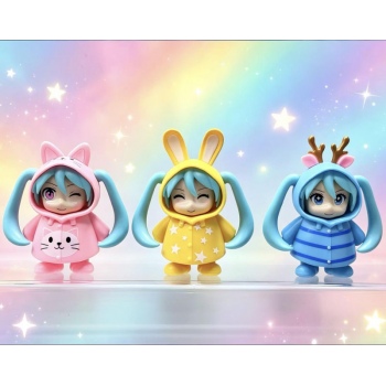 10cm 3pcs/set Raincoat Hatsune Miku anime figures(OPP bag)