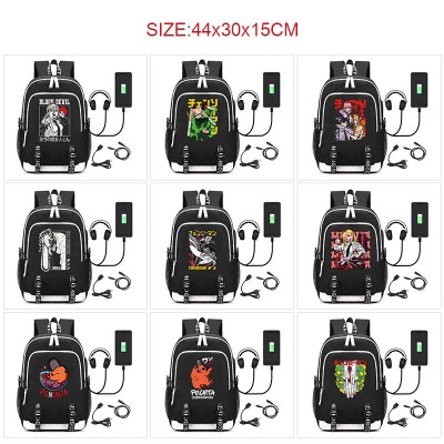 Chainsaw Man anime USB charging laptop backpack school bag